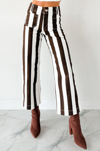 Julia Wide Leg Mica Denim Crop Jeans (Earth Brown/White) - NanaMacs