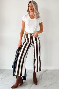 Julia Wide Leg Mica Denim Crop Jeans (Earth Brown/White) - NanaMacs