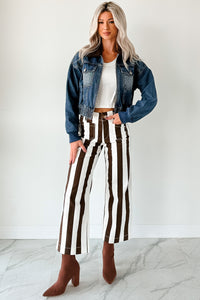 Julia Wide Leg Mica Denim Crop Jeans (Earth Brown/White) - NanaMacs