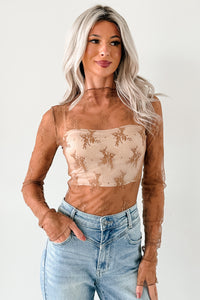 Living For The Likes Lace Long Sleeve Top (Mocha) - NanaMacs