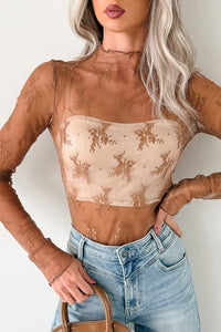 Living For The Likes Lace Long Sleeve Top (Mocha) - NanaMacs