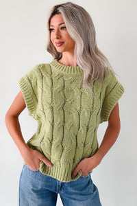 Don't Envy Me Cable Knit Sweater Vest (Fern) - NanaMacs
