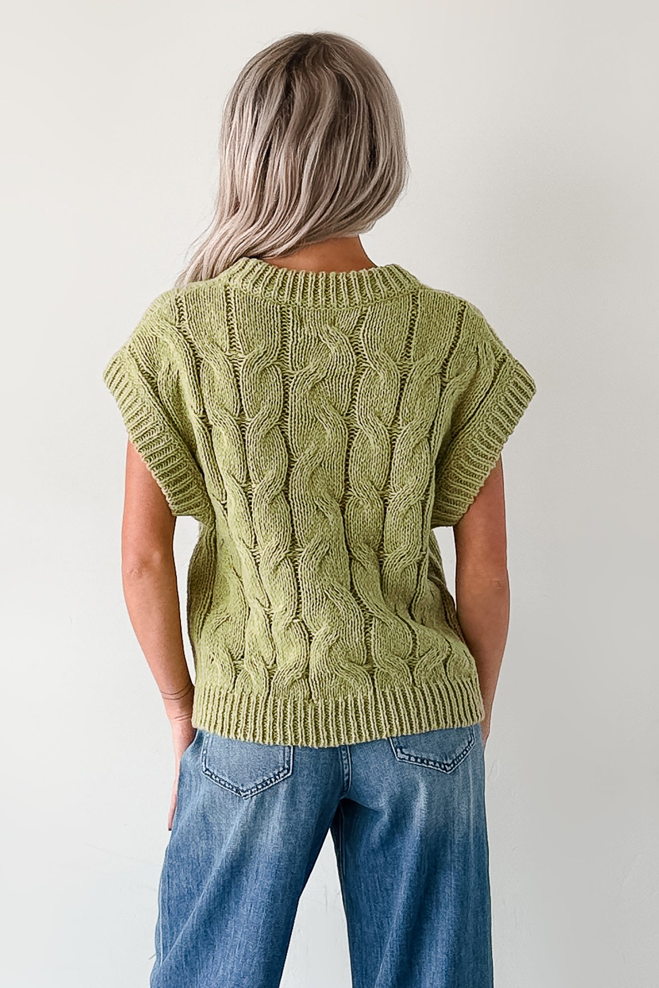 Don't Envy Me Cable Knit Sweater Vest (Fern) - NanaMacs