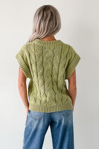 Don't Envy Me Cable Knit Sweater Vest (Fern) - NanaMacs