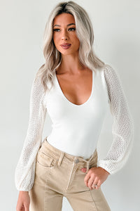 Fairytale Feeling Balloon Lace Sleeve Bodysuit (Ivory) - NanaMacs