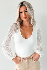 Fairytale Feeling Balloon Lace Sleeve Bodysuit (Ivory) - NanaMacs