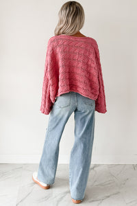 Making My Way Cable Knit POL Sweater (Pink) - NanaMacs