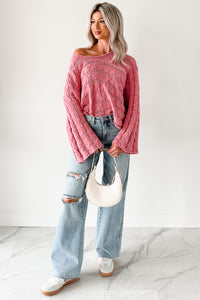 Making My Way Cable Knit POL Sweater (Pink) - NanaMacs