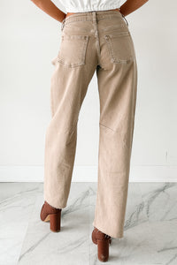 Always Next To Me Mid Rise Barrel Jeans (Vintage Khaki) - NanaMacs