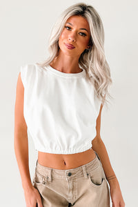Need Me Now Pleated Muscle Top (White) - NanaMacs
