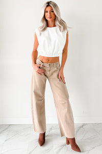 Always Next To Me Mid Rise Barrel Jeans (Vintage Khaki) - NanaMacs