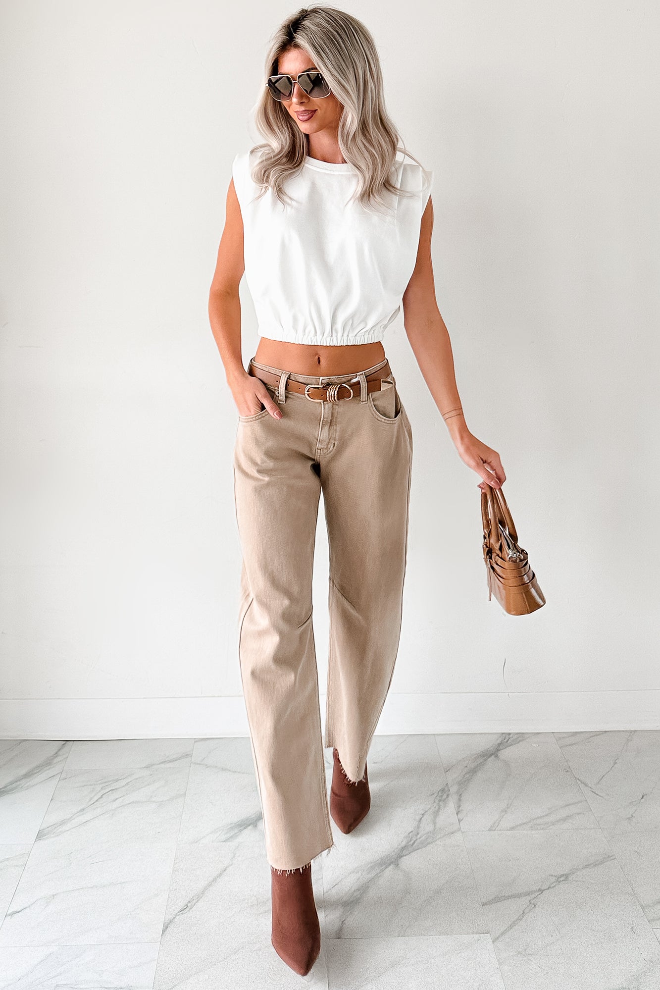 Always Next To Me Mid Rise Barrel Jeans (Vintage Khaki) - NanaMacs