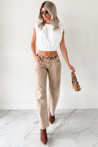 Always Next To Me Mid Rise Barrel Jeans (Vintage Khaki) - NanaMacs