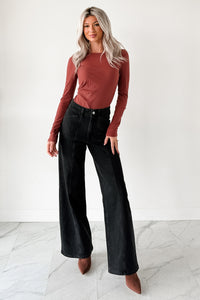 Nelson High Rise Wide Leg Mica Denim Jeans (Black) - NanaMacs