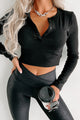 Cool Weather Crowd Long Sleeve Henley Top (Black) - NanaMacs