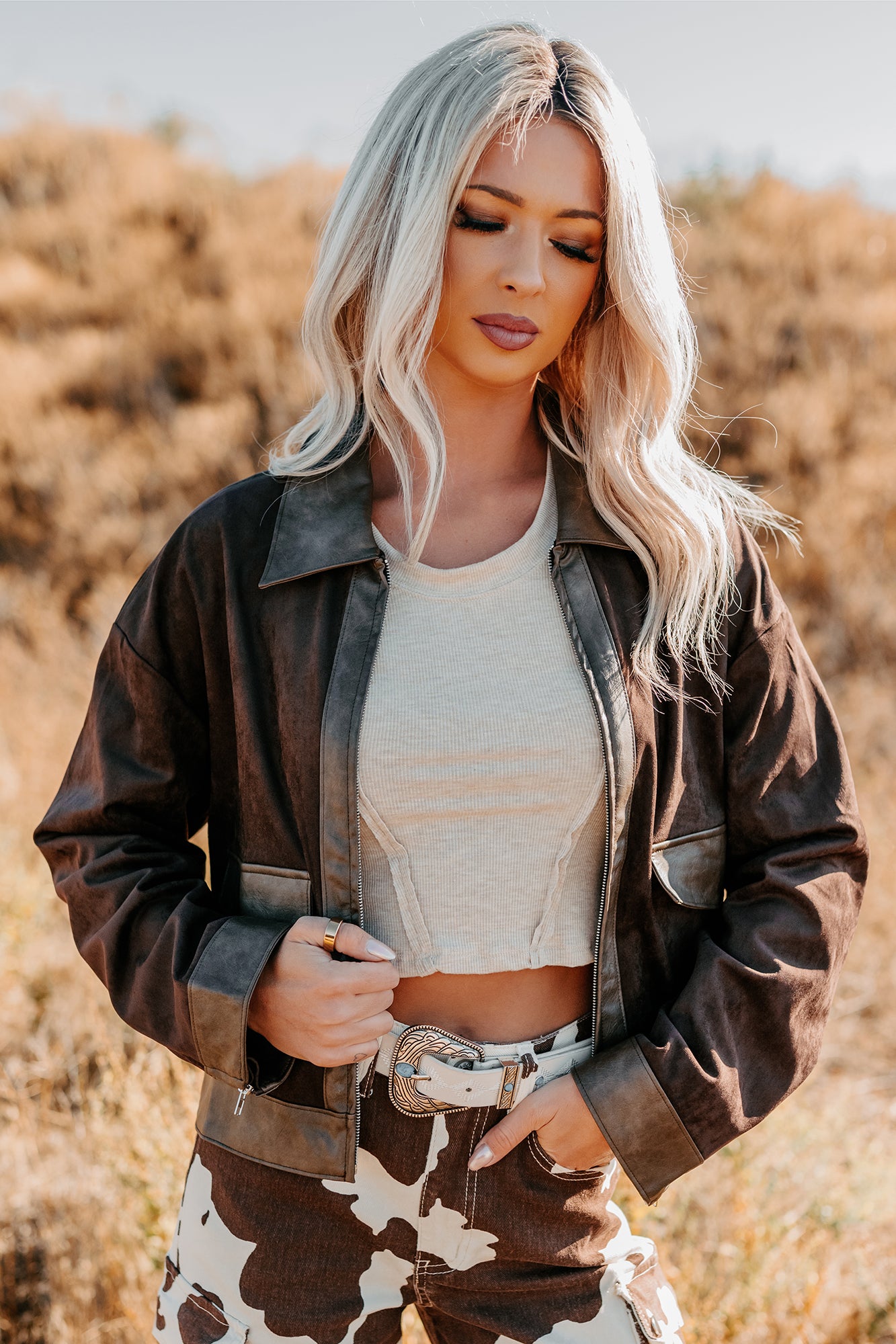 The Takeover Suede Faux Leather Jacket (Dark Brown) - NanaMacs