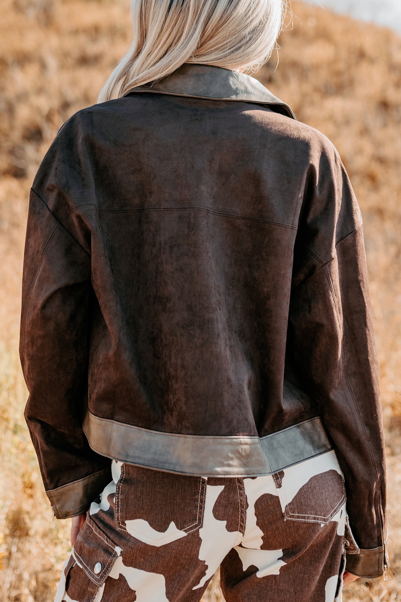 The Takeover Suede Faux Leather Jacket (Dark Brown) - NanaMacs