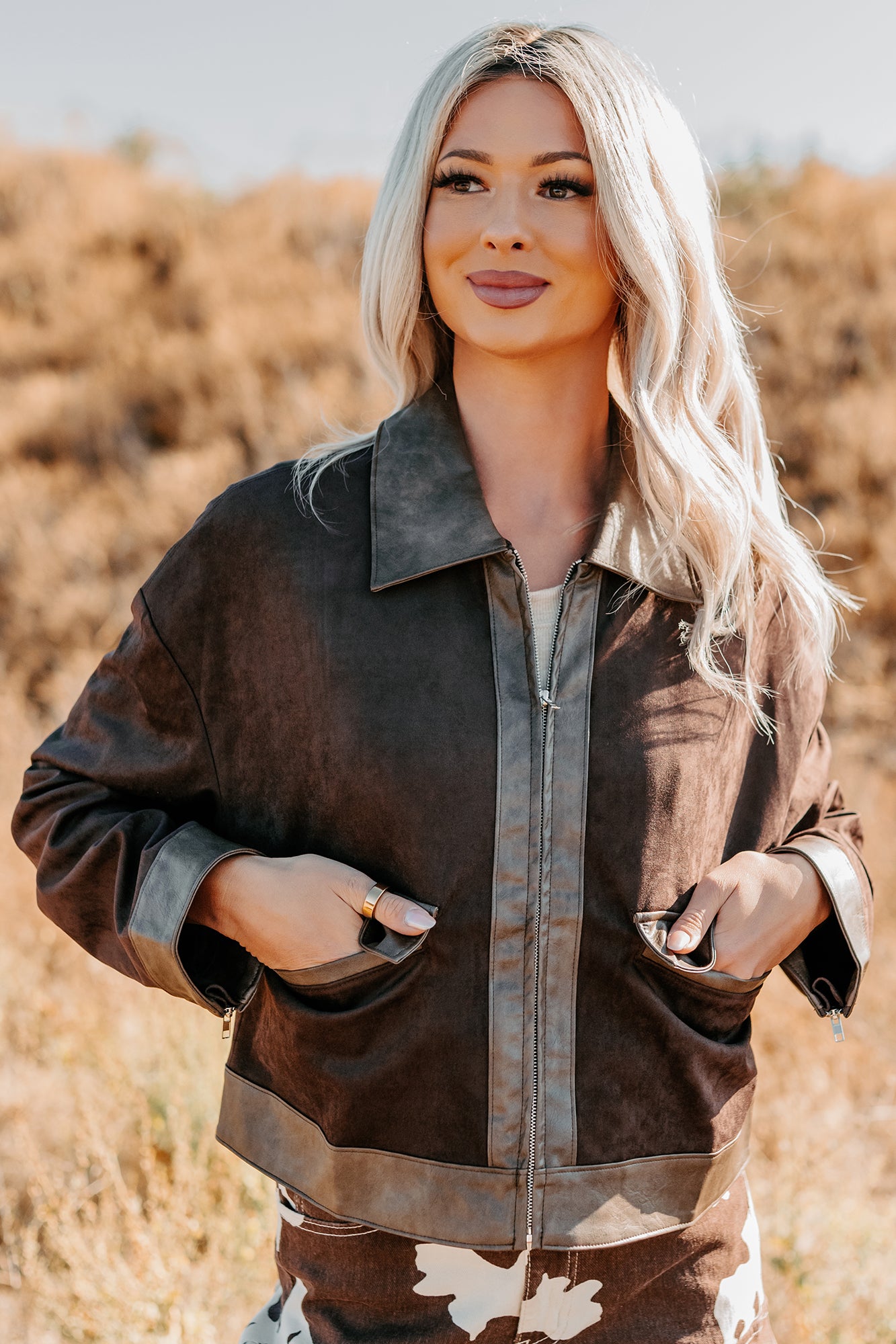 The Takeover Suede Faux Leather Jacket (Dark Brown) · NanaMacs