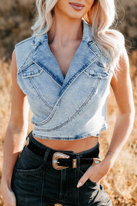 Chasing You Denim Wrap Vest (Light) - NanaMacs
