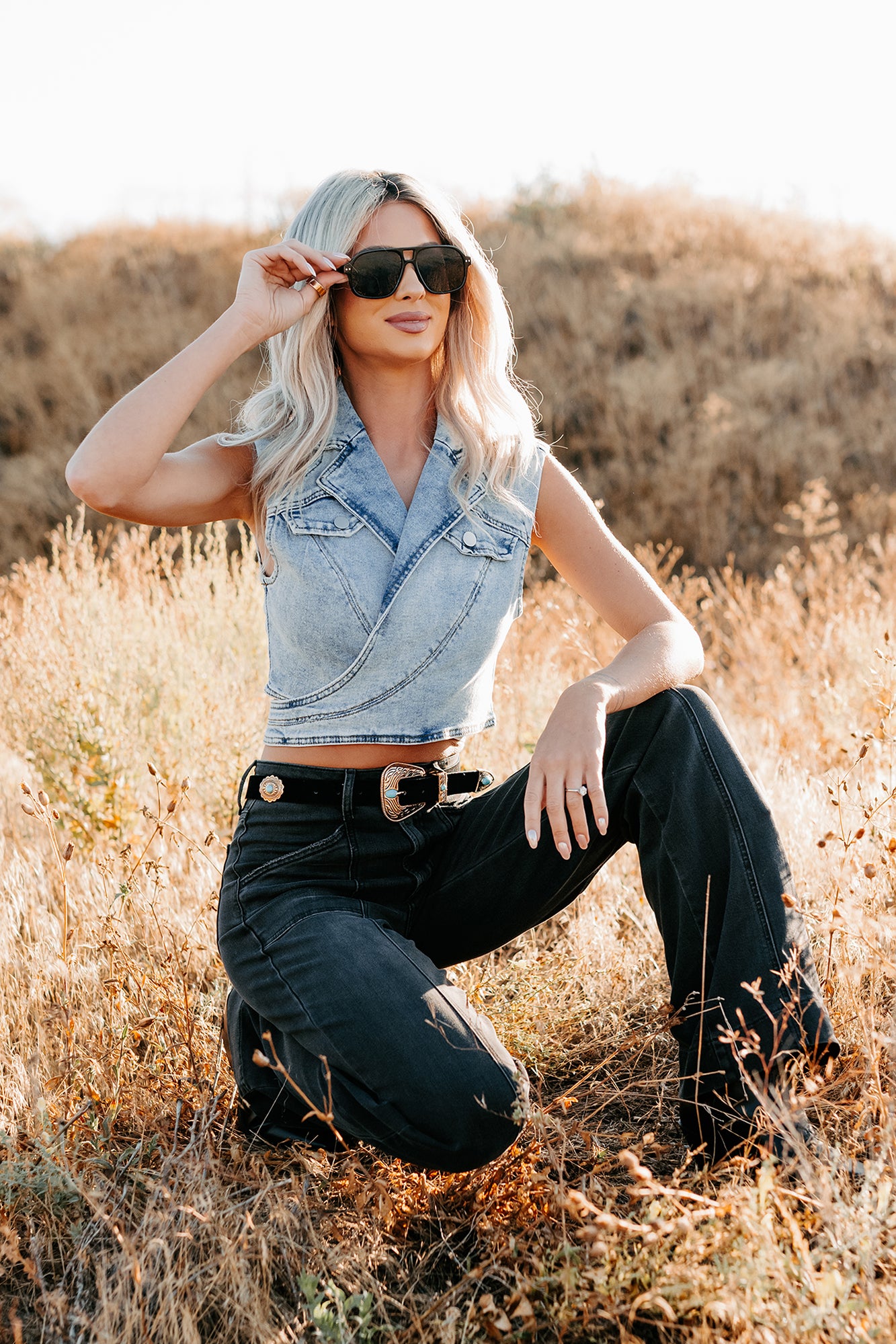 Chasing You Denim Wrap Vest (Light) - NanaMacs