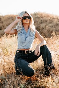 Chasing You Denim Wrap Vest (Light) - NanaMacs