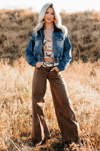 Valencia High Rise Wide Leg Mica Denim Jeans (Antique Bronze) - NanaMacs