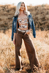 Valencia High Rise Wide Leg Mica Denim Jeans (Antique Bronze) - NanaMacs