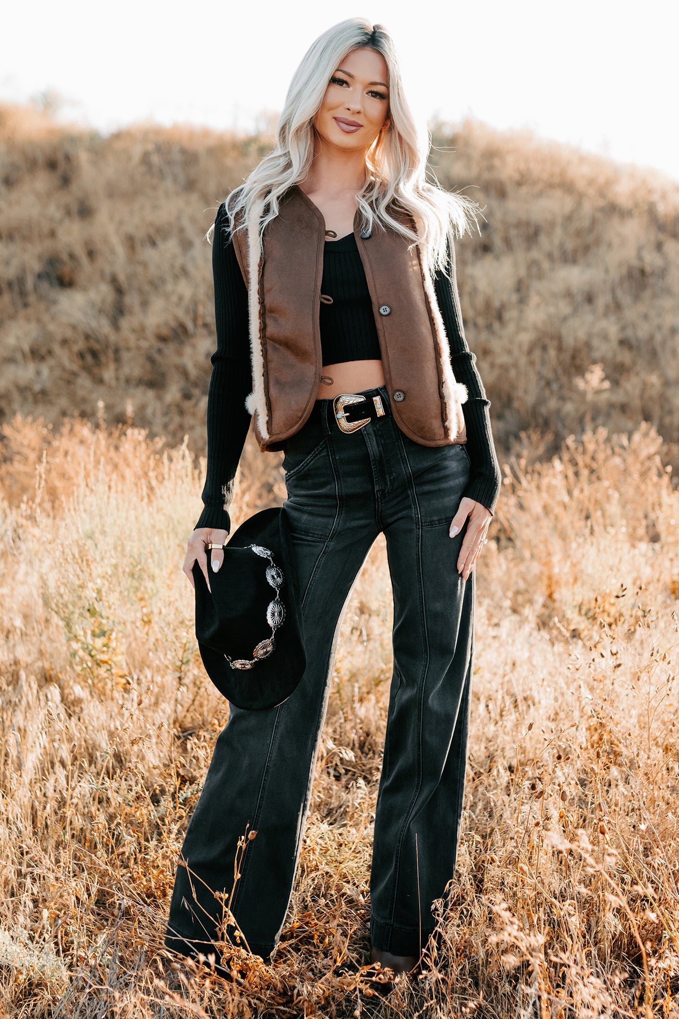 Mountain Muse Faux Suede Vest (Chocolate) - NanaMacs