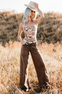 Valencia High Rise Wide Leg Mica Denim Jeans (Antique Bronze) - NanaMacs