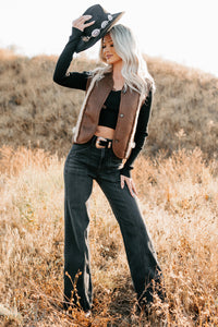 Mountain Muse Faux Suede Vest (Chocolate) - NanaMacs