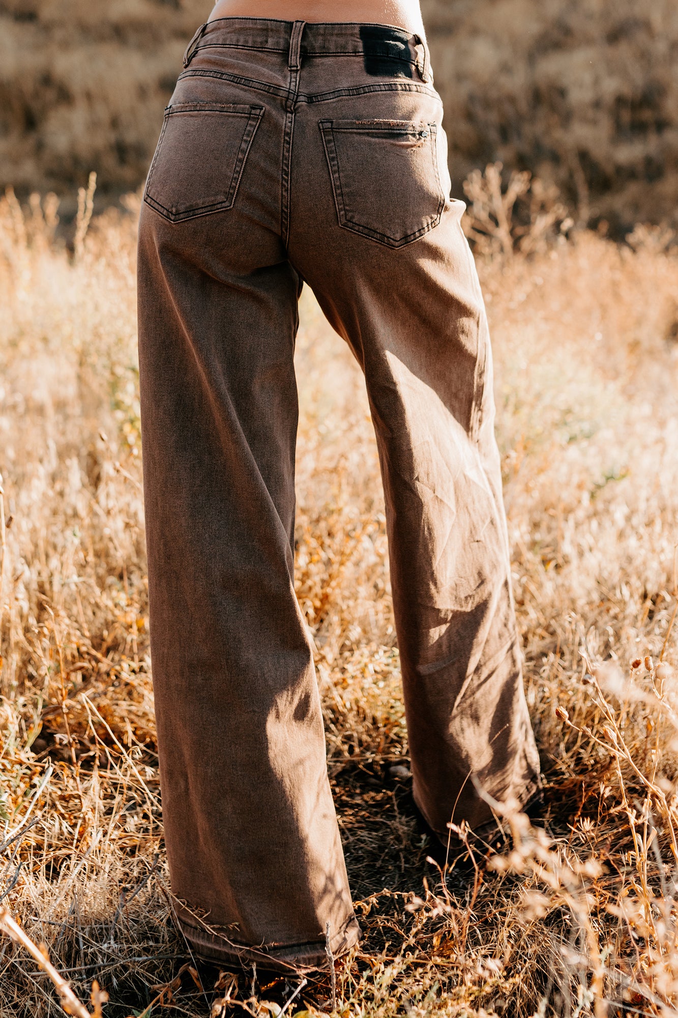 Valencia High Rise Wide Leg Mica Denim Jeans (Antique Bronze) - NanaMacs