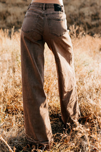 Valencia High Rise Wide Leg Mica Denim Jeans (Antique Bronze) - NanaMacs