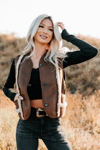 Mountain Muse Faux Suede Vest (Chocolate) - NanaMacs