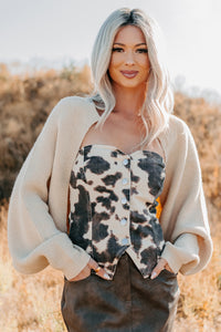 Moonlit Quiet Open Front Bolero Cardigan (Alpaca) - NanaMacs