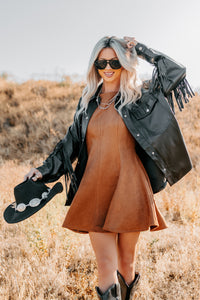 Creating Moments Faux Leather Fringe Jacket (Black) - NanaMacs