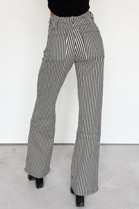 Marcus Straight Leg Striped Mica Denim Jeans (Black/Ivory) - NanaMacs