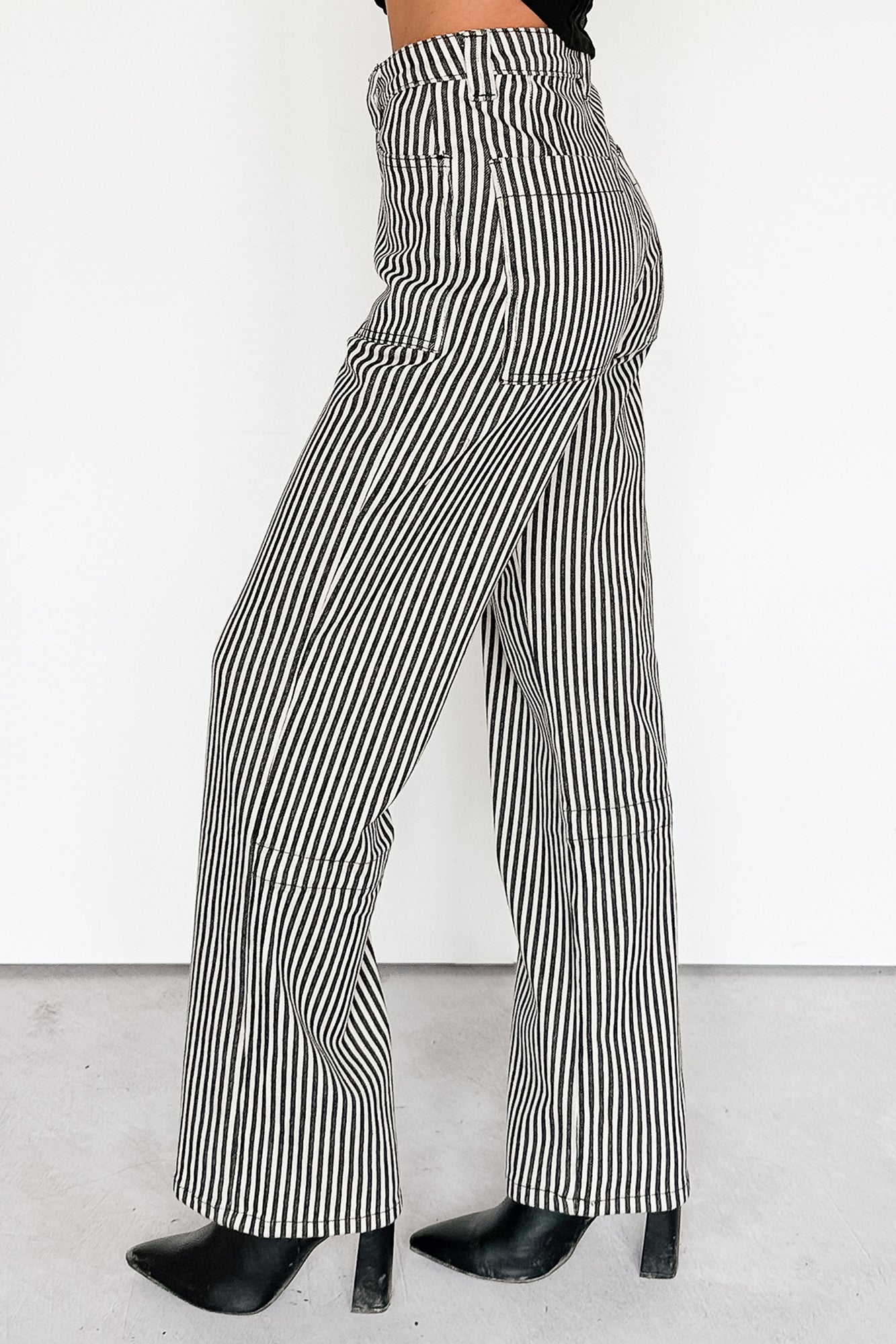 Marcus Straight Leg Striped Mica Denim Jeans (Black/Ivory) - NanaMacs