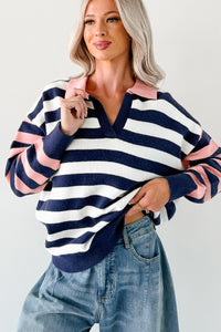 Forward Flow Striped Knit Sweater (Navy/Multi) - NanaMacs