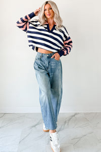 Forward Flow Striped Knit Sweater (Navy/Multi) - NanaMacs