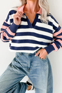 Forward Flow Striped Knit Sweater (Navy/Multi) - NanaMacs
