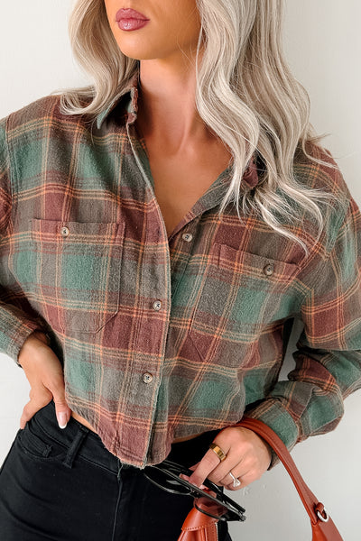 Weekend Wanderer Plaid Button-Up Top (Green) - NanaMacs
