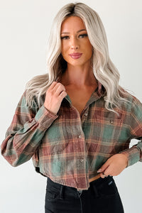 Weekend Wanderer Plaid Button-Up Top (Green) - NanaMacs