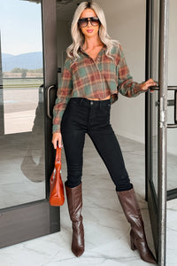 Weekend Wanderer Plaid Button-Up Top (Green) - NanaMacs