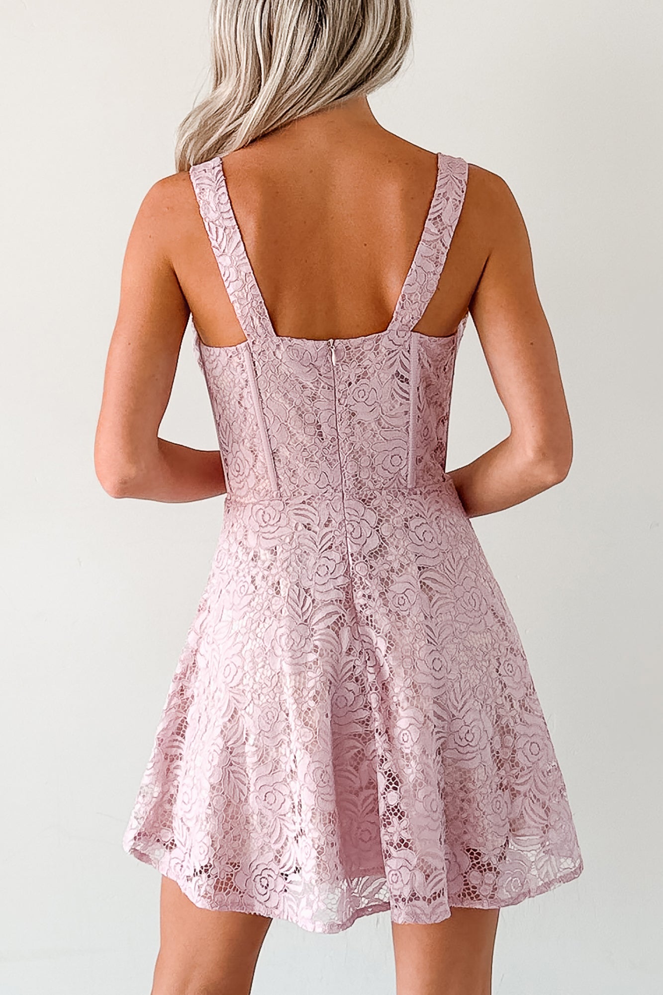 Dangerously Sweet Lace Corset Style Mini Dress (Pink) - NanaMacs