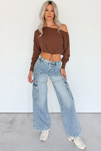 Lucy Cargo Mica Denim Wide Leg Cargo Jeans (Medium) - NanaMacs