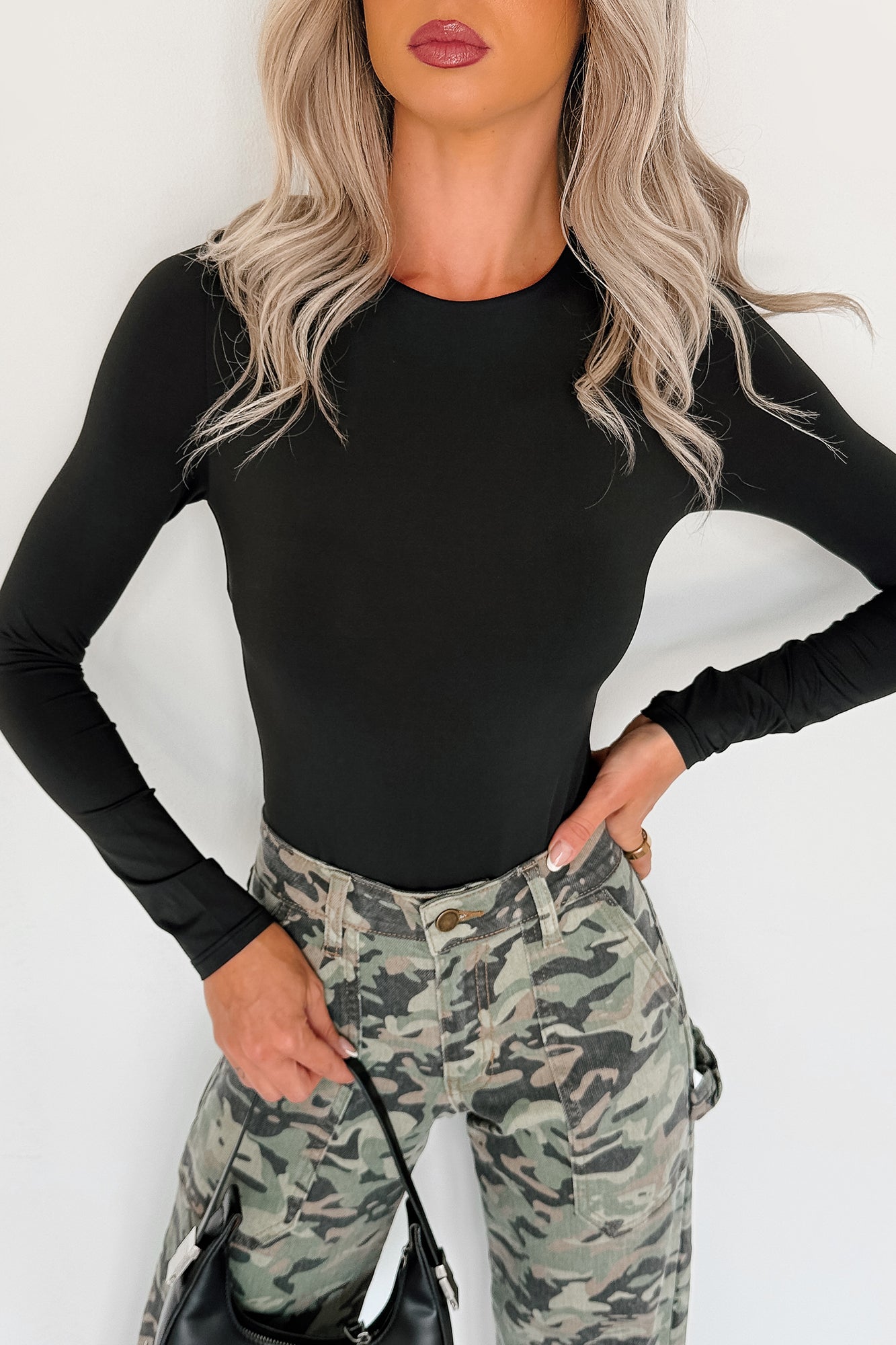 Always Refined Long Sleeve Bodysuit (Black) - NanaMacs