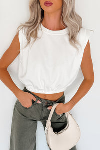 Need Me Now Pleated Muscle Top (White) - NanaMacs