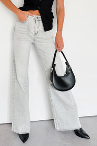 Maybrie Wide Leg Mica Denim Jeans (Platinum Grey) - NanaMacs