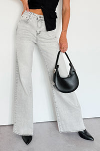 Maybrie Wide Leg Mica Denim Jeans (Platinum Grey) - NanaMacs