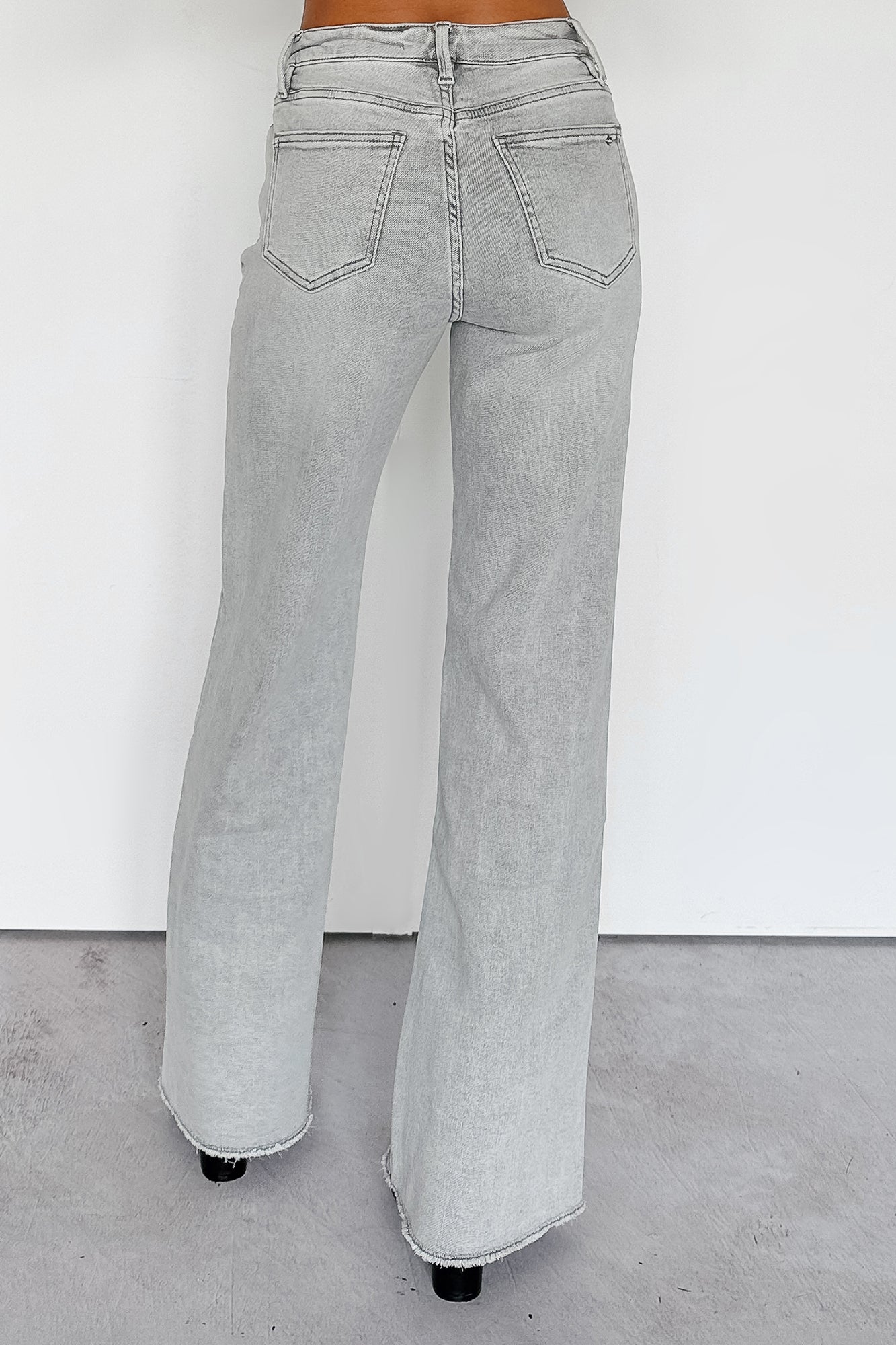 Maybrie Wide Leg Mica Denim Jeans (Platinum Grey) - NanaMacs